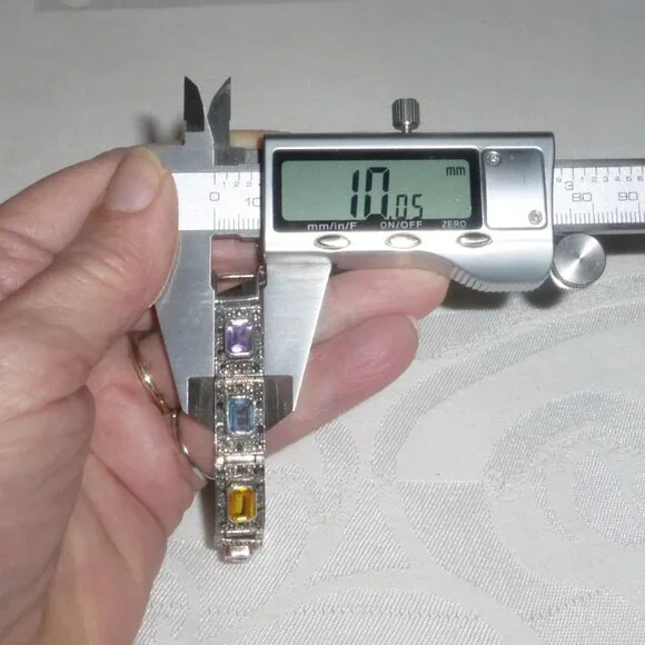 Vintage Silver Bracelet with Marcasite Amethyst Topaz Citrine Peridot Stones 7" - Picture 8 of 9